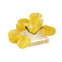 Pions de backgammon jaunes marbrés, finition nacre, en résine, pièces de rechange pour plateau de jeu