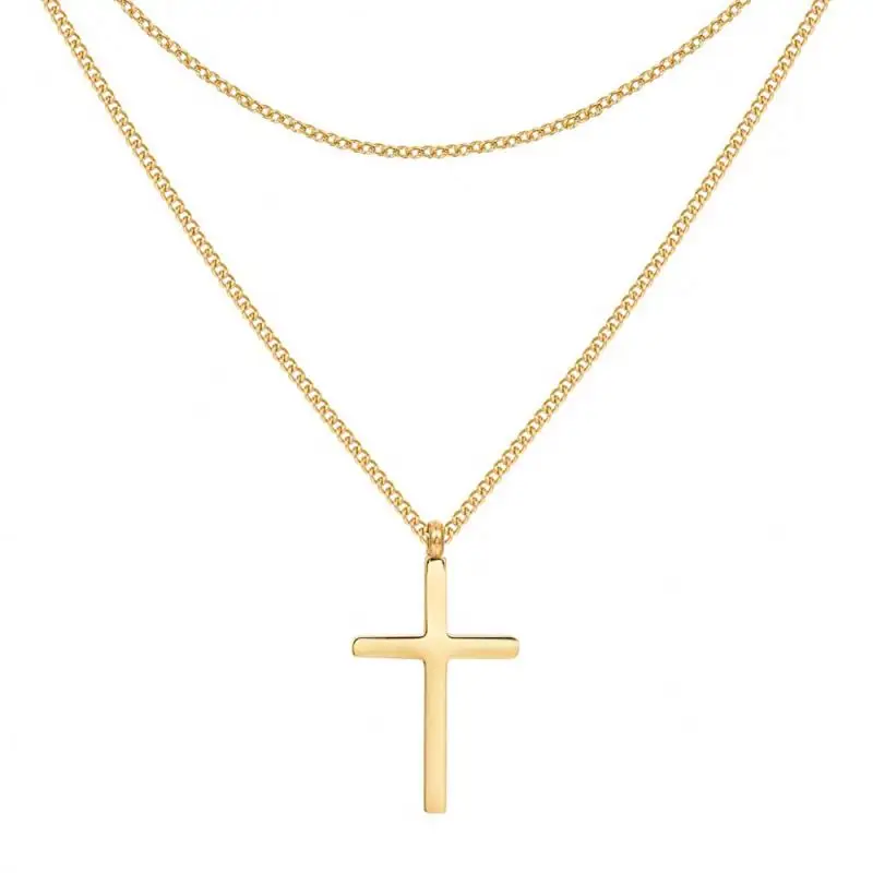 Dainty 14K Vergulde Kruis Hanger Ketting Rvs Delicate Gelaagde Chain Kettingen Voor Vrouwen Mode-sieraden