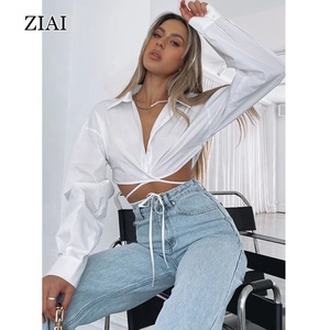 Camicia di moda Casual urbana monopetto con cinturino in tinta unita a maniche lunghe - Product Image 4