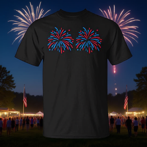 Usa Fireworks Couple T-<b>Shirt</b> <b>Red</b> <b>White</b> <b>Blue</b> Design Patriotic Apparel - Product Image 3