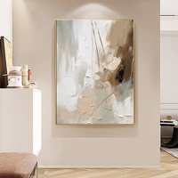 Grand Minimalisme Abstrait Texture Peinture À L'huile Peint À La Main Beige Toile Mur Art Bois pour Salon Décor Art Déco pour Hôtels