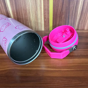 Vaso de paja con tapa de acero inoxidable de 30oz personalizado taza aislada de viaje de gatito de dibujos animados con asa para bebé niño adulto - Product Image 5