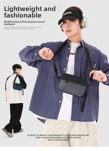 Nuova Borsa a <span class=keywords><strong>Tracolla</strong></span> Sportiva da <span class=keywords><strong>Uomo</strong></span>, Piccola, Alla Moda, Multifunzionale, Casual, Trendy, in PU, Personalizzabile - Product Image 6