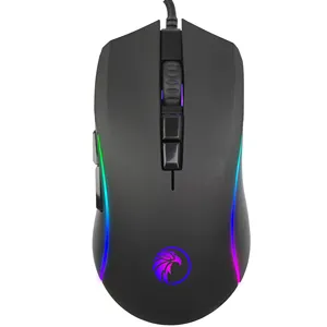 Classic Black Rubber Oil Surface 6400DPl Optical Sensor 7 Programmable Buttons HUANO Switch USB Wired Computer Gaming Mouse