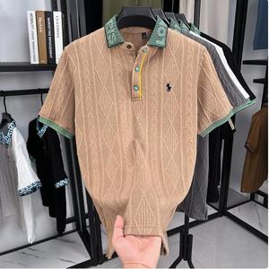 <span class=keywords><strong>Polo</strong></span> de Punto Clásico para Hombre, Color Caqui, con Cuello en Contraste, Blusa de Verano, Camisa Casual de Manga Corta para Hombre - Product Image 5