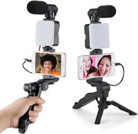 Kit vidéo pour smartphone pour débutants en vlog, AY-49, lumière LED, microphone, trépied, mains libres, blog, YouTube, caméra, kit de vlogging de voyage