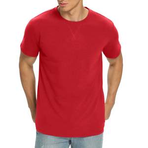 Camisetas de Hombre al por Mayor, Nuevas, de Manga Corta, 100% Algodón, Tejido Peinado, con Patrón de Letras Personalizado, Transpirables, de Secado Rápido, Anti-Pilling, Rojas - Product Image 1
