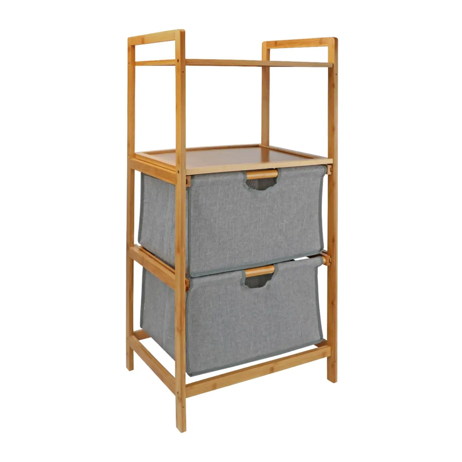 Đa năng freestanding góc trong nhà Kệ 4-tầng tre tự nhiên lưu trữ giá với 2 Linen giống như ngăn kéo