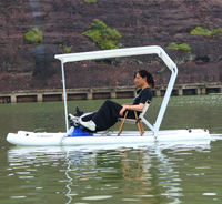 Hochwertiges Aufblasbares 2-Personen-Wasser-Tretboot Leichtgewichtiges Aufblasbares Fußpedal-Katamaran mit Wasserdichtem Baldachin