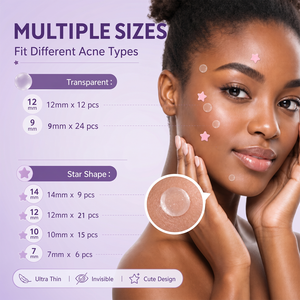 Cerotti invisibili coreani idrocolloidali a marchio privato per acne e brufoli, personalizzati, sottili, olografici, a forma di stella e cuore rosa, per il viso - Product Image 2