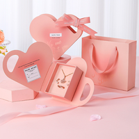 Roze hartvormige sieradendoos, Valentijnsdag ketting oorbellen verpakkingsdoos voor bruiloft jubileum verjaardag cadeau