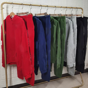 Nouvelle couleur Denim lourd bouffée impression hommes sweats à capuche vêtements sweat Streetwear ensemble survêtements personnalisé Denim à capuche unisexe - Product Image 1