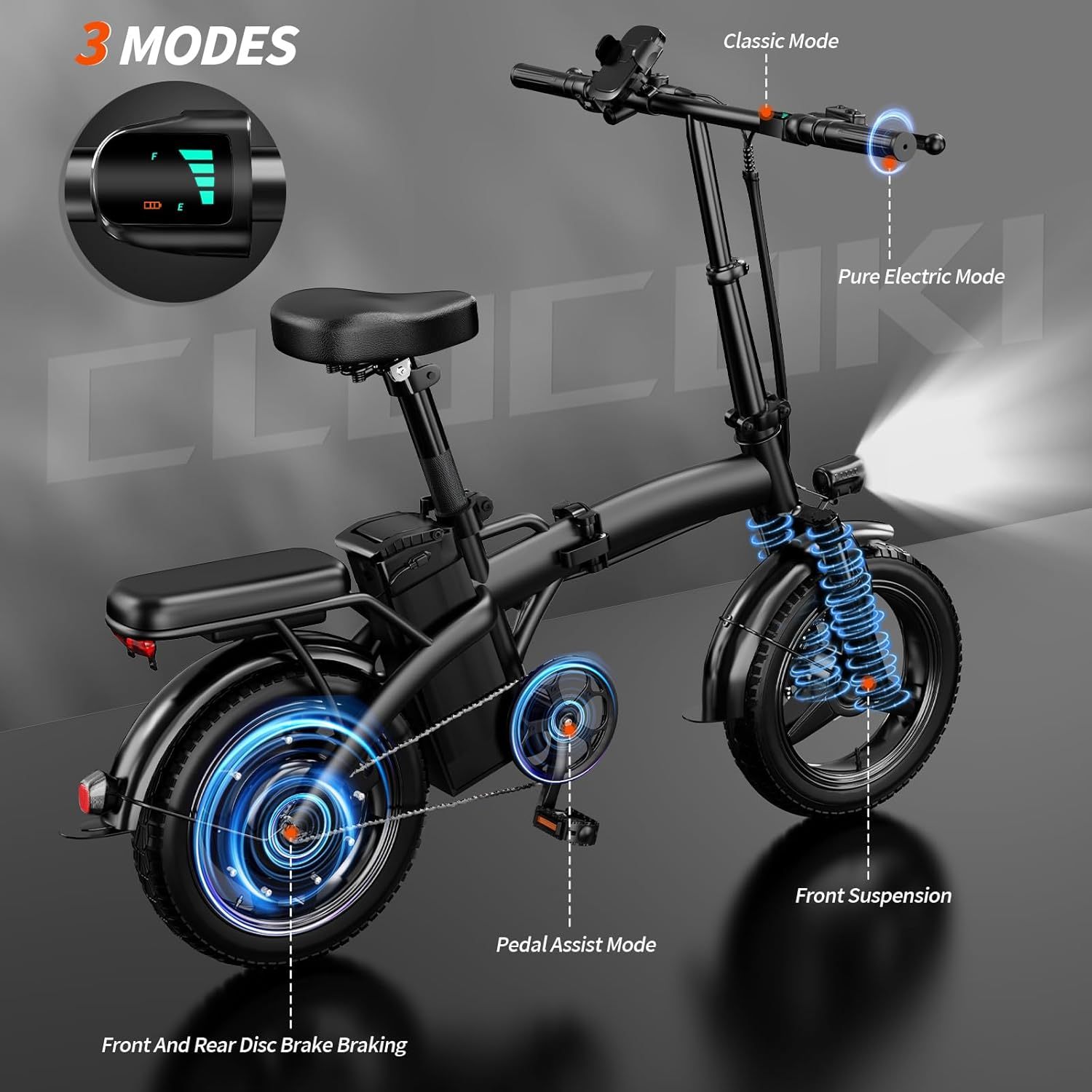 14インチ 折りたたみ電動自転車 500W 48V 12Ah 通勤用e-bike 着脱式