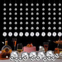 Guirlande de boules disco miroir réfléchissantes pour Noël, décoration de fenêtre pour fête disco