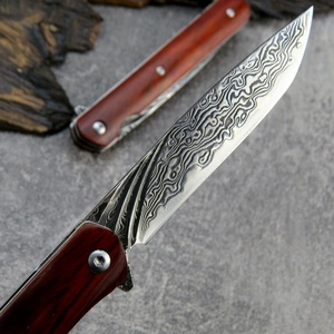 Couteau pliant en acier Damas à succès, manche en bois, couteau de poche tranchant pour le camping, bricolage, personnalisable OEM pour usage industriel - Product Image 5