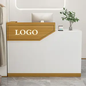מפעל מחיר מלון מודרני עיצוב עץ סלון יופי דלפק דלפק קבלה לבן קבלת משרד שולחן