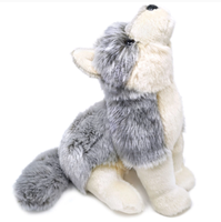 Peluche loup gris réaliste assis, personnalisable, fabrication OEM/ODM CE CPC, jouets en peluche doux