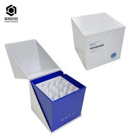 Boîte d'emballage carrée en carton recyclable pour ampoules cosmétiques avec impression de logo personnalisé, gaufrage, doublure en éponge et fermeture magnétique