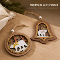 Décoration de Noël personnalisable : Pendentif creux en bois pour la maison, vitrine, artisanat de fête, cadeau, accessoire de fête