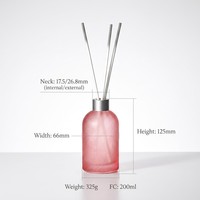 Bouteille diffuseur de parfum cylindrique en verre dépoli de 200 ml avec bouchon à vis, finition craquelée rose de luxe pour la maison, vente en gros