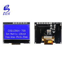 Layar LCD SPI 128*64 Modul COG 3.3V 12Pin Soldering LCM ST7567 Layar Hitam Putih