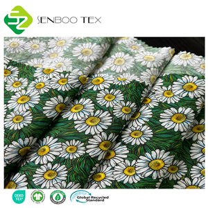 Trọng Lượng Nhẹ 60% Hữu Cơ Cotton 40% Tre Treo Lên Crepe Vải Sử Dụng Cho Màu Xanh Lá Cây Daisy Dây Kéo Slit Thời Trang Midi Váy - Product Image 2