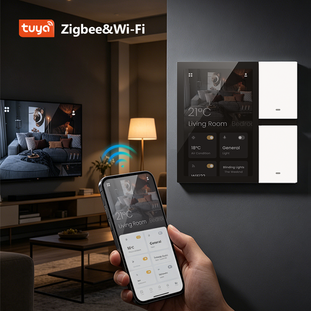 Touch Screen Home Controller Smart Switch for Tuya WiFi Compatible With Alexa Google Assistant IR Control Scene Mode and Timer