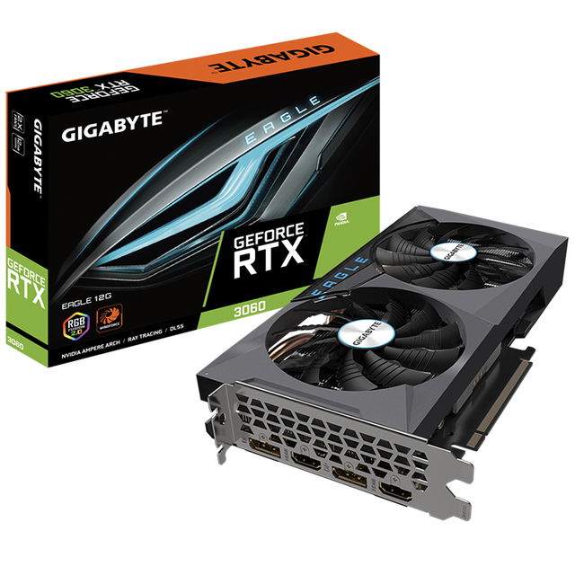 Used GIGABYTE GeForce RTX 3060 EAGLE 12G (rev. 2.0) Gaming Graphics Card with GDDR6 Memory Support AMD Ryzen 5 5600G 5600X 7600X