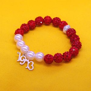 Nieuwe Ontwerp Handgemaakte Gevlochten Lederen Parel Griekse Letter Delta Zeta Phi Beta <span class=keywords><strong>Sorority</strong></span> Broederschap Armband Voor Vrouwen - Product Image 3