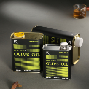 Lata de embalagem de azeite personalizada 250ML 500ML 750ML 1L lata retangular com impressão Recipiente de óleo metálico de grau alimentício