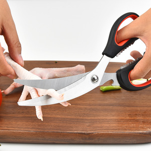 Tijeras de Cocina de Acero Inoxidable, Forma de Codo, Color Negro y Rojo, para Uso Doméstico, para Cocinar, Asar a la Parrilla y Cortar Kimchi - Product Image 4