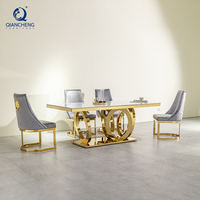 Ensemble de salle à manger moderne QIANCHENG, table à manger en marbre, ensemble de 6 places, table à manger contemporaine en pierre frittée de luxe