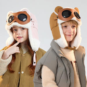 2025 sombreros de bombardero para niñas y niños, sombrero con orejeras Unisex, gafas de <span class=keywords><strong>Aviador</strong></span> a prueba de frío, terciopelo de invierno, gorra de piloto de esquí Unisex para mantener el calor - Product Image 2