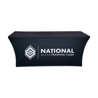 Nappes de table portables personnalisées en polyester et spandex extensible pour salons professionnels, événements promotionnels et fêtes, avec impression par transfert thermique