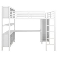 Moderna Cama Alta Metálica de Tamaño Completo con Armario, Escritorio y Estantes de Almacenamiento, Ideal para Apartamentos y Dormitorios, Ahorra Espacio, Resistente, ODM OEM