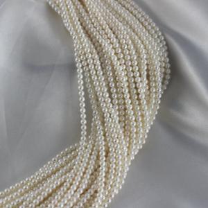 สร้อยคอมุกน้ำจืดทรงกลมเกือบสมบูรณ์แบบ เม็ดเล็ก 3-4 มม. ผลิตภัณฑ์กึ่งสำเร็จรูป - Product Image 1