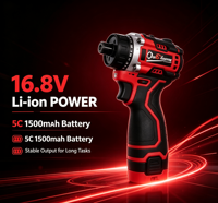 Perceuse sans fil DC à moteur sans balais, 2 vitesses 400-1600 tr/min, 5C 1500 mAh, perceuse électrique portable rechargeable pour travaux de bricolage