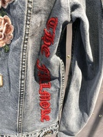 Manteaux d'équitation Y2K avec logo personnalisé Vestes pour hommes en denim de travail rapiécées Veste en jean délavé avec broderie