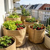 Sac en jute biodégradable écologique respirant pour plantes, pochette réutilisable pour légumes et fleurs, personnalisable avec logo, vente en gros