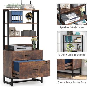 Hiện đại 2-ngăn kéo mở lưu trữ Kệ thư Kích thước tập tin tủ màu nâu sẫm lớn Tủ hồ sơ máy in đứng nhà văn phòng bằng gỗ - Product Image 6