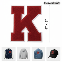 Patchs décoratifs personnalisés en chenille lettre K, thermocollants ou à coudre pour vêtements, vestes, sweats à capuche et sacs