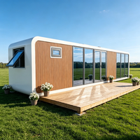 Kit de maisonnette Apple Cabin toutes saisons avec structure en acier et intérieur moderne pour chambres d'hôtes dans la cour, avec emballage d'exportation