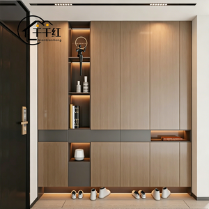Mobile scarpiera angolare personalizzato a <span class=keywords><strong>L</strong></span> con parete divisoria in vetro smerigliato, <span class=keywords><strong>armadio</strong></span> contenitore integrato per ingresso/corridoio per casa/appartamento - Product Image 6