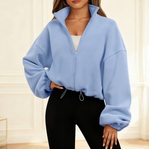 TKAN496D Hot Selling Winter Full Zip French terry for Women High Quality Breathable Oversize casual Cropped with Custom Logo - Product Image 2