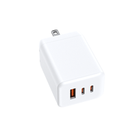Adaptor Daya Pengisi Daya Dinding Cepat GaN 3-Port USB-C QC3.0 65W Bersertifikasi PSE EN 50075 & EN 62368