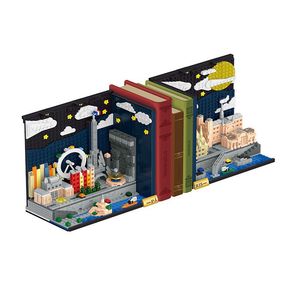 Paris Skyline Bookend yapı taşları 028009 LED ışıkları plastik DIY oyuncak modeli eyfel kulesi Notre Home için mimari ev masası - Product Image 4