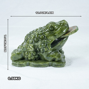 Artesanías de cristal Natural de Jade serpentina tallada a mano, tallas de cristal de <span class=keywords><strong>sapo</strong></span> de dinero de Jade verde, <span class=keywords><strong>sapo</strong></span> de la suerte para Decoración - Product Image 6