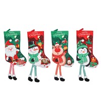 Ensemble de chaussettes de Noël 3D mignonnes avec Père Noël, bonhomme de neige, renne, décoration festive pour la maison et sac cadeau pour enfants, polyester 22 pouces * 8,2 pouces