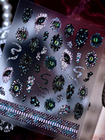 Nouveauté tendance : Autocollants pour ongles gothiques 5D holographiques, yeux maléfiques, brillants, décoration pour ongles d'Halloween