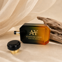 Flacon pulvérisateur de parfum octogonal personnalisé avec logo, en verre ambre vert dégradé, vente en gros